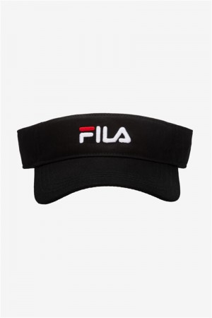 Black Men's Fila Embroidered Visor Hats | Saudi Arabia-452869