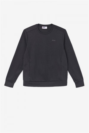 Black Men's Fila Emry Crew Sweatshirts | Saudi Arabia-298710