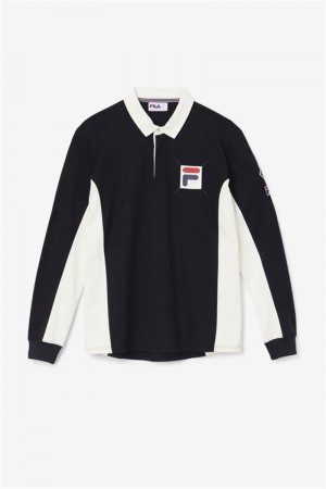 Black Men's Fila Filmore Rugby Polo Shirts | Saudi Arabia-847965