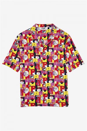 Black Men's Fila Hollis Hawaiian Festival Shirts | Saudi Arabia-702319