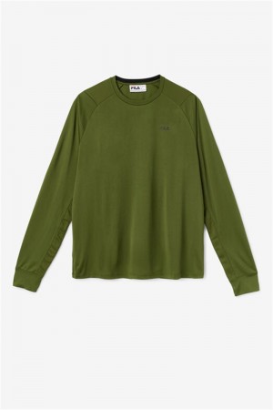 Black Men's Fila Jazam Long Sleeve Crew Tops | Saudi Arabia-127849