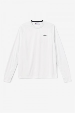 Black Men's Fila Jazam Long Sleeve Crew Tops | Saudi Arabia-059176