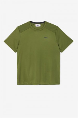 Black Men's Fila Kaab Crew Tops | Saudi Arabia-892360