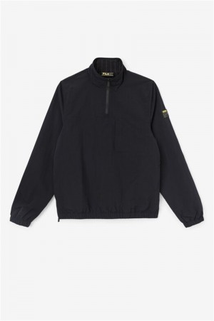 Black Men's Fila Magnus 1/4 Zip Track Jackets | Saudi Arabia-045763