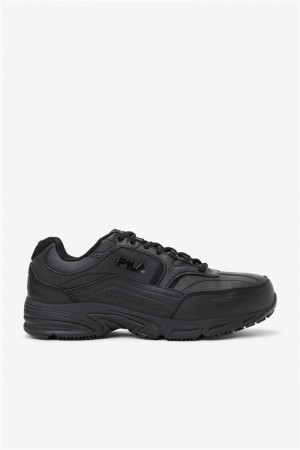 Black Men's Fila Memory Workshift Slip Resistant Steel Toe Shoes | Saudi Arabia-709415