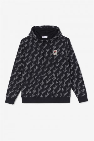 Black Men's Fila Nim Hoodie | Saudi Arabia-716943