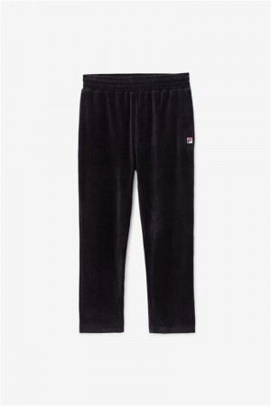 Black Men's Fila O-Fit Velour Pants | Saudi Arabia-064175