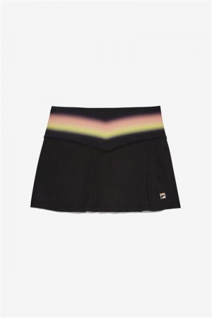 Black Women's Fila Backspin Printed Skirts | Saudi Arabia-684307