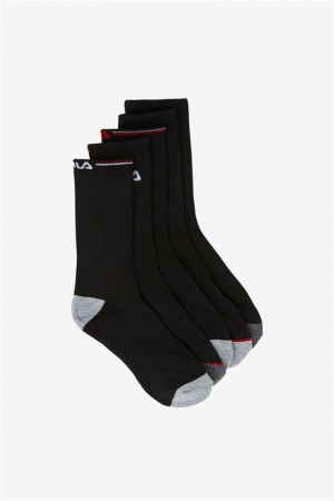Black Women's Fila Crew 6-Pack Socks | Saudi Arabia-402137