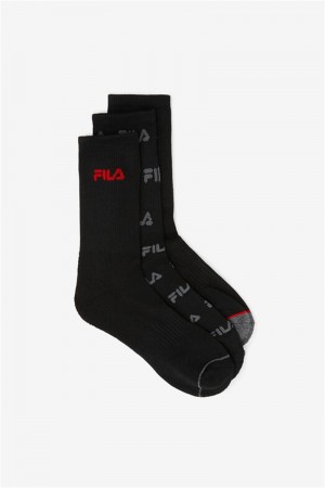 Black Women's Fila Crew 6-Pack Socks | Saudi Arabia-714835