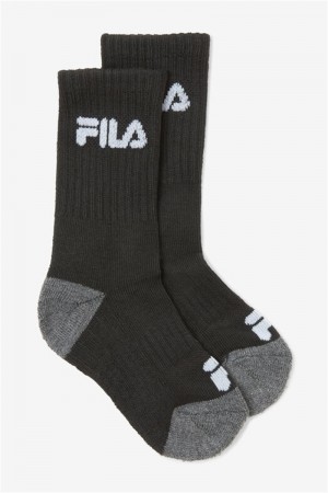 Black Women's Fila Cushioned Crew 6-Pack Socks | Saudi Arabia-520916