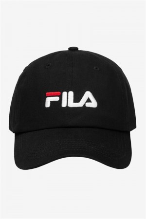 Black Women's Fila Embroidered Logo Baseball Hats | Saudi Arabia-291348
