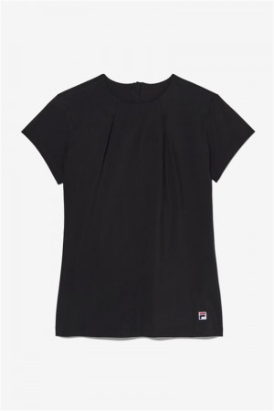 Black Women's Fila Essentials Short Sleeve Tops | Saudi Arabia-893072