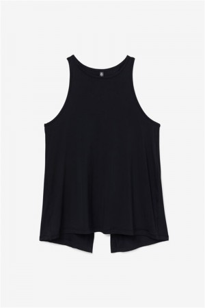 Black Women's Fila Fi-Lux Open Back Tank Top | Saudi Arabia-941625