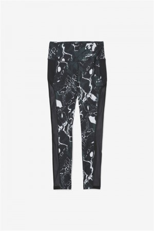 Black Women's Fila Forza Contrast 7/8 Leggings | Saudi Arabia-437210