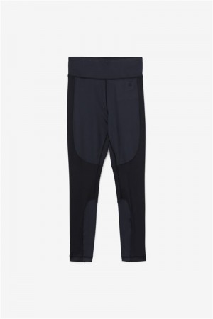 Black Women's Fila Forza Textured Long Leggings | Saudi Arabia-903716