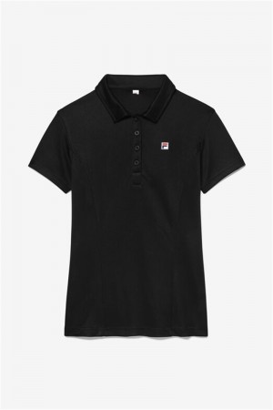 Black Women's Fila Pique Polo Shirts | Saudi Arabia-739184