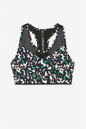 Black Women's Fila Uplift Racerback Top Bras | Saudi Arabia-156438