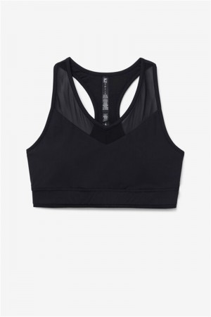 Black Women's Fila Uplift Racerback Top Bras | Saudi Arabia-471208