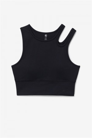 Black Women's Fila Uplift Slice Crop Top Bras | Saudi Arabia-346897