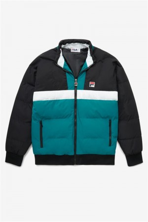 Black / Blue / White Men's Fila Fausto Ski Jackets | Saudi Arabia-289407