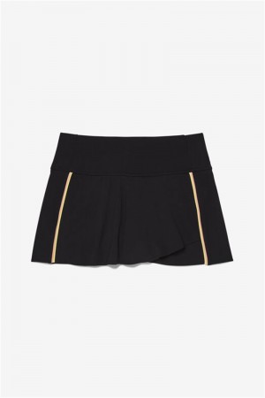 Black / Coral Pink / Yellow Women's Fila Backspin Wrap Skirts | Saudi Arabia-894670