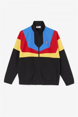 Black / Gold / Red / Blue / White Men's Fila Amar Track Jackets | Saudi Arabia-824903