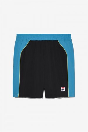 Black / Light Green Men's Fila Backspin Color Block Shorts | Saudi Arabia-457961