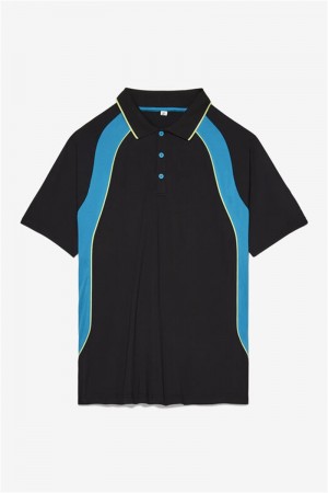 Black / Light Green Men's Fila Backspin Short Sleeve Polo Shirts | Saudi Arabia-126803