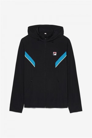 Black / Light Green Men's Fila Backspin Track Jackets | Saudi Arabia-547683