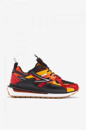Black / Red / Gold Men's Fila Sandenal Shoes | Saudi Arabia-248613