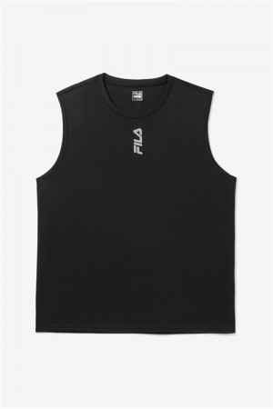 Black / Silver Men's Fila Rep Tanks | Saudi Arabia-082194