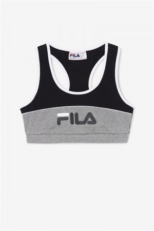Black / White Women's Fila Kairi Top Bras | Saudi Arabia-587436