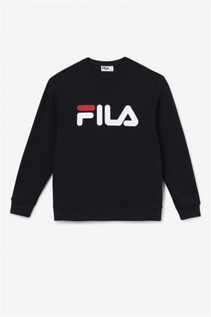 Black / White / Red Men's Fila Zoya Crew Sweatshirts | Saudi Arabia-541968