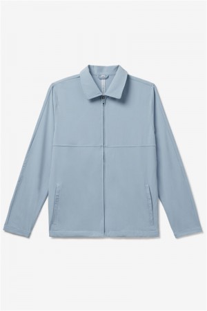 Blue Men's Fila Back Spin Jackets | Saudi Arabia-759184