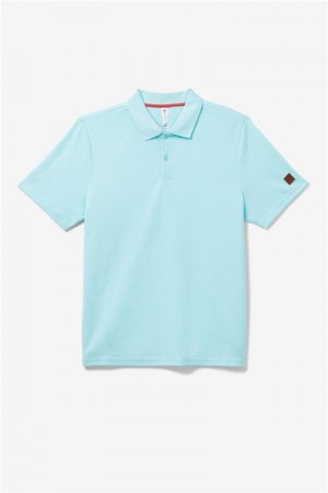 Blue Men's Fila Cross Court Texture Polo Shirts | Saudi Arabia-021739
