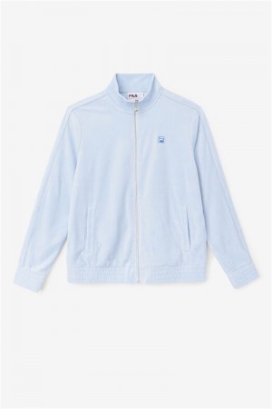 Blue Men's Fila Deverall Velour Jackets | Saudi Arabia-158964