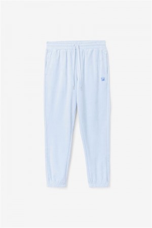 Blue Men's Fila Deverall Velour Pants | Saudi Arabia-861379