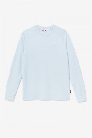 Blue Men's Fila Flynn Long Sleeve Tee | Saudi Arabia-048257