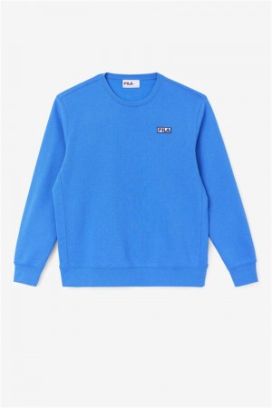 Blue Men's Fila Garran Crew Sweatshirts | Saudi Arabia-574180