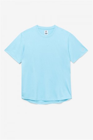 Blue Men's Fila Pickleball Scallop Hem Crew Shirts | Saudi Arabia-457386