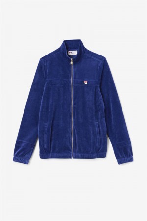 Blue Men's Fila Ravid Velour Jackets | Saudi Arabia-392740