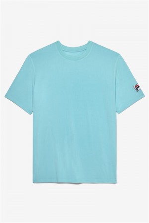 Blue Men's Fila Short Sleeve Crew Shirts | Saudi Arabia-894271