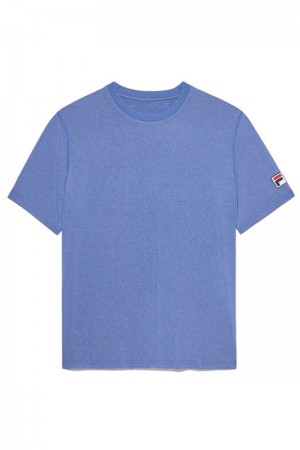 Blue Men's Fila Short Sleeve Crew Shirts | Saudi Arabia-472591