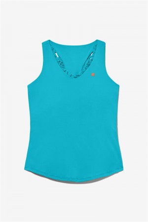 Blue Women's Fila Groundbreaker Racerback Tanks | Saudi Arabia-914056