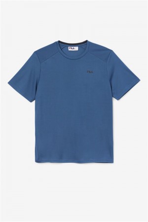 Blue / Black Men's Fila Kaab Crew Tops | Saudi Arabia-573098
