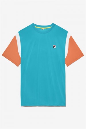 Blue / Orange / White Men's Fila Groundbreaker Short Sleeve Crew Shirts | Saudi Arabia-518762