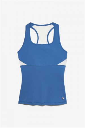 Blue / White Women's Fila Center Court Racerback Tanks | Saudi Arabia-538267