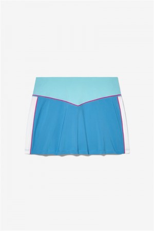 Blue / White Women's Fila Tie Breaker Color Block Skirts | Saudi Arabia-172564