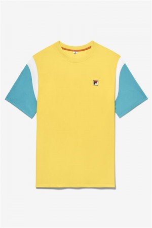 Blue / White / Orange Men's Fila Groundbreaker Short Sleeve Crew Shirts | Saudi Arabia-235041